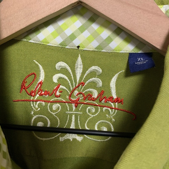 Robert Graham men’s green button front shirt - Picture 3 of 5